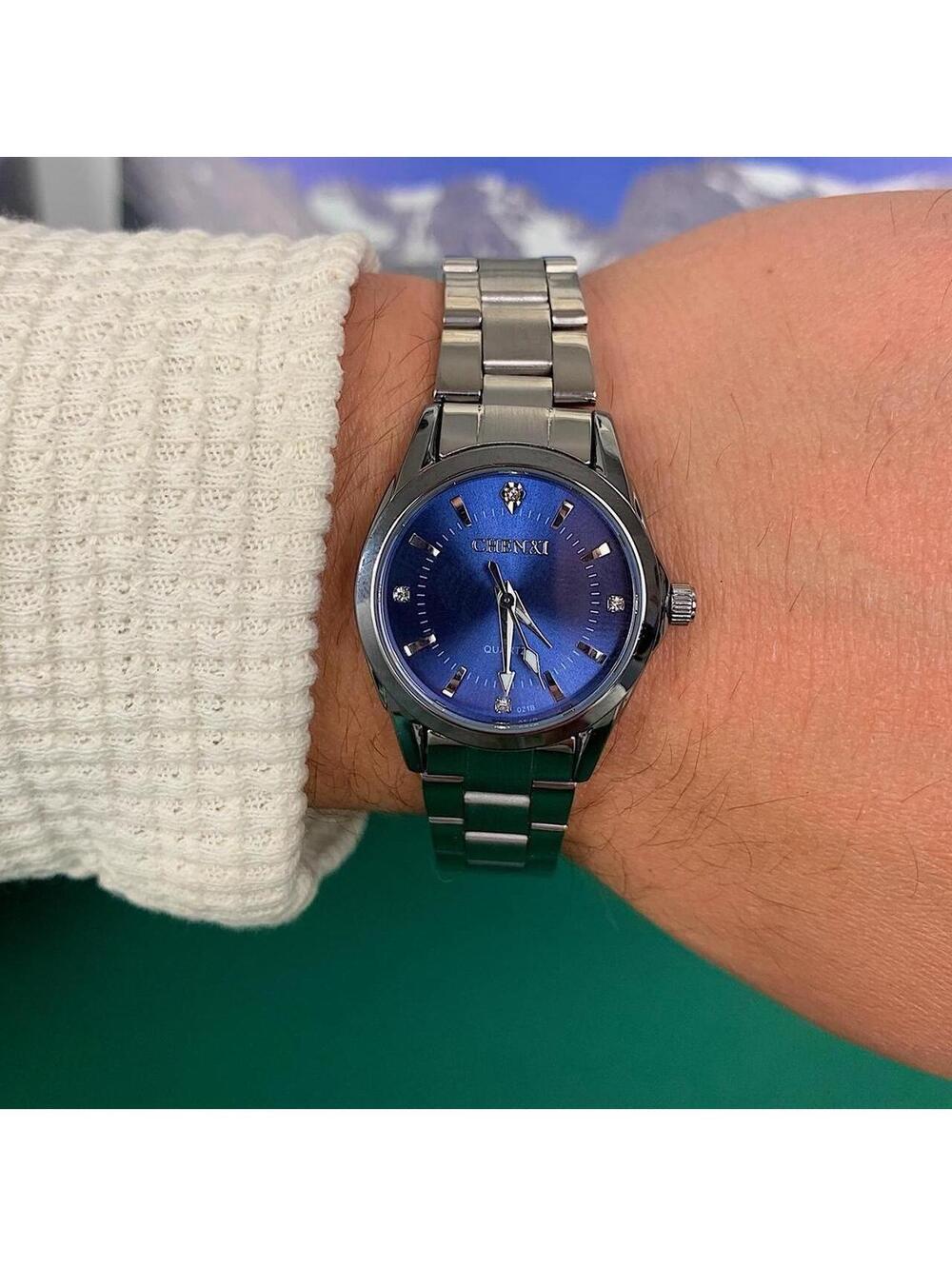 Silver Classy Quartz Round Blue Stainless Steel Watch. Stainless steel - Picture 6 of 8